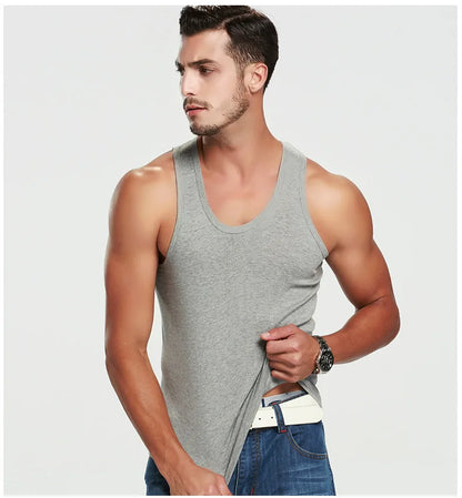 1 Pack Four Seasons Men's Cotton Joker Vest Teenagers Simple Fit Sports Fitness T-shirt Middle-aged Casual Sleeveless Shirt
