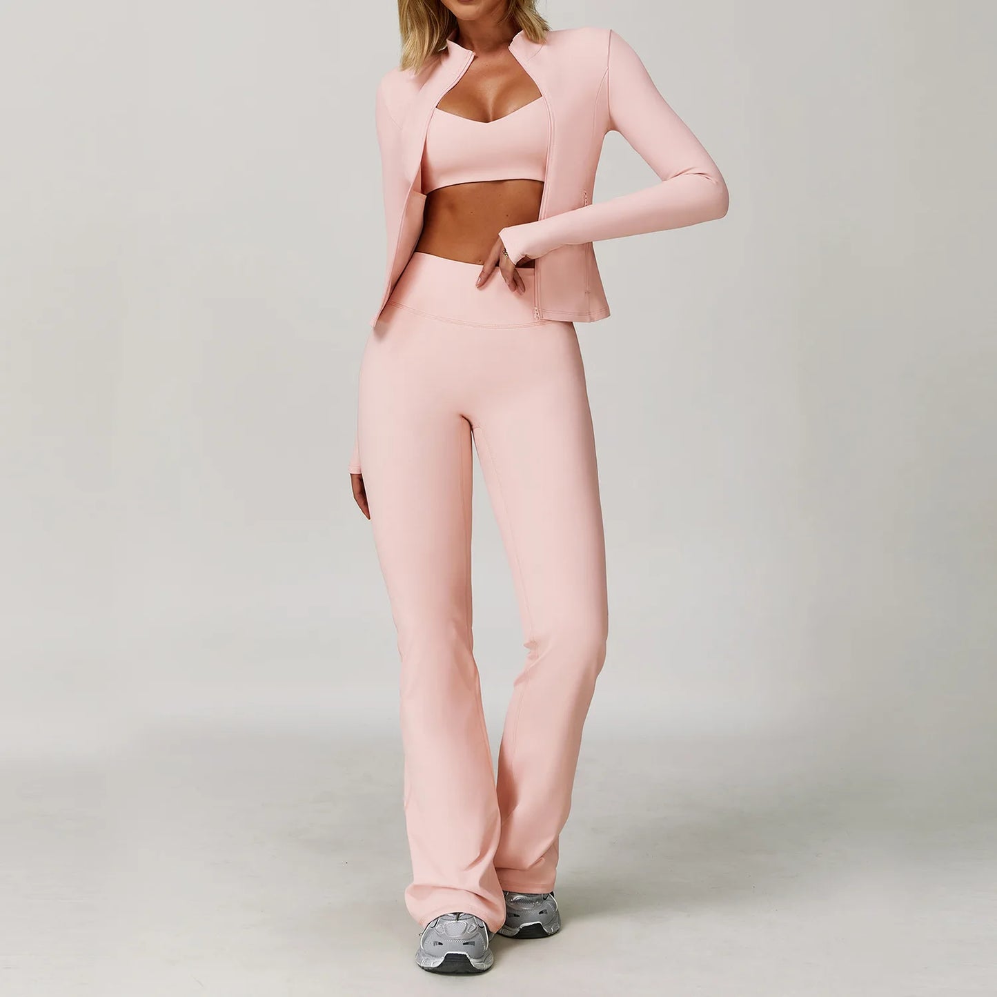 Women Yoga Sports Set - Running Fitness Outfit with Super Elastic, Breathable Gym Tracksuit
