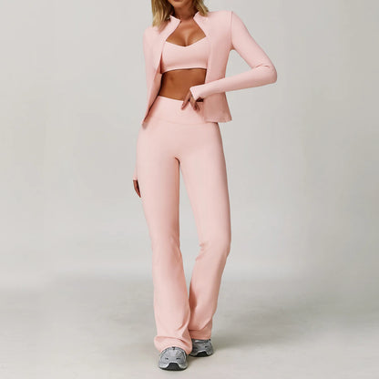 Women Yoga Sports Set - Running Fitness Outfit with Super Elastic, Breathable Gym Tracksuit