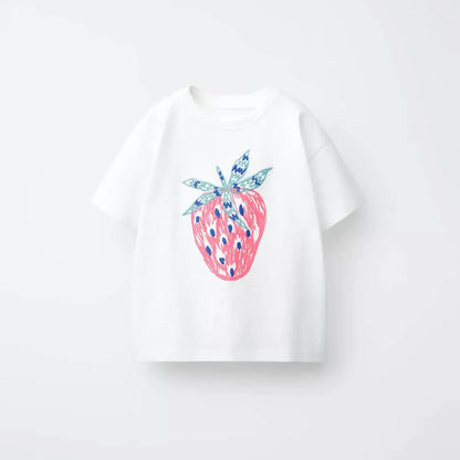 Printed Cartoon T-shirt For Kids Clothing Summer Costume Simple Fashion Baby Girl And Boy Short Sleeve Tees Tops Children Tshirt