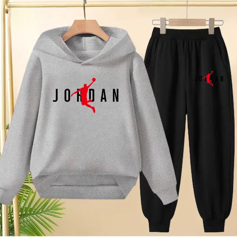 Children's Sportswear Set with Hoodie Sweatshirt And Long Pants Suitable for Kids Aged 3-13 Years Old for Engaging in Sports