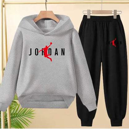 Children's Sportswear Set with Hoodie Sweatshirt And Long Pants Suitable for Kids Aged 3-13 Years Old for Engaging in Sports