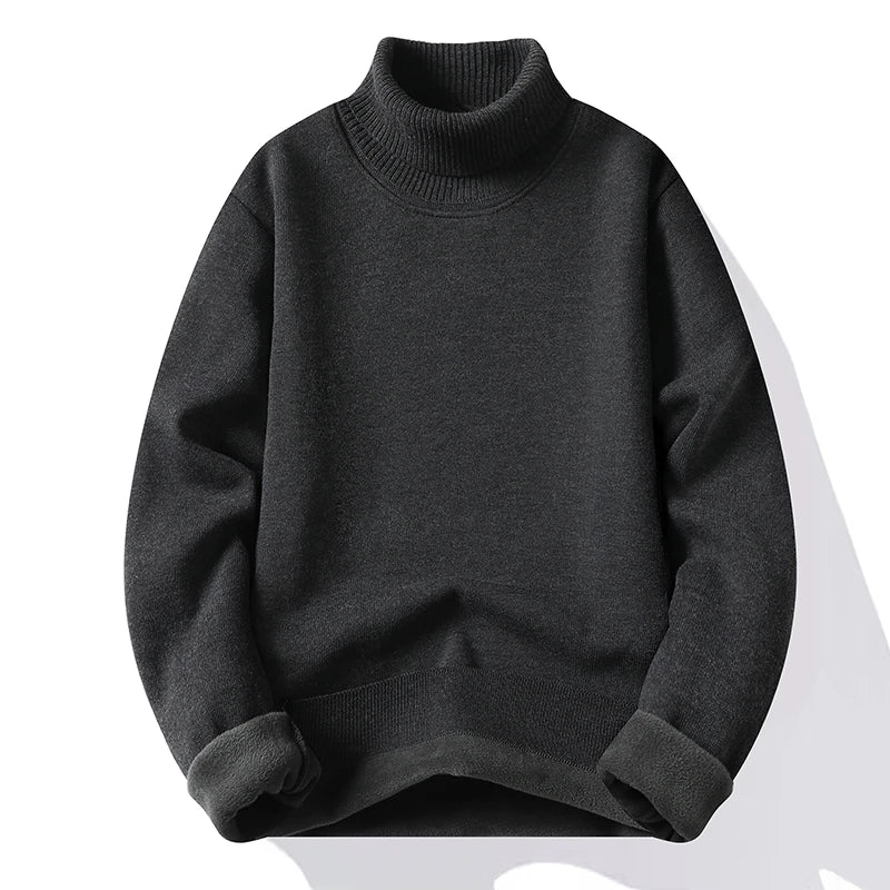 Sweatwear Mens Anti-pilling High Quality Knitted Turtleneck Sweater Slim Fit Long Sleeve Pullover Solid Color Trend Men Clothing