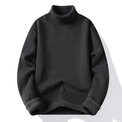 Sweatwear Mens Anti-pilling High Quality Knitted Turtleneck Sweater Slim Fit Long Sleeve Pullover Solid Color Trend Men Clothing