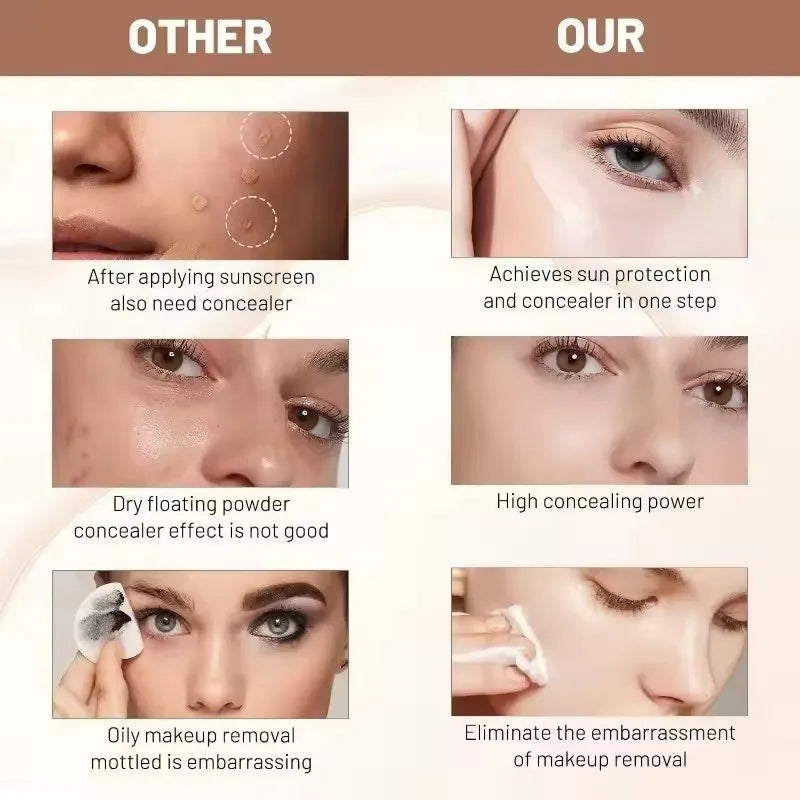 4-in-1 Foundation Liquid Makeup 4 In 1 Foundation Light Spectrum Sunscreen Serum Liquid Hydrating Full Coverage Concealer SPF 50