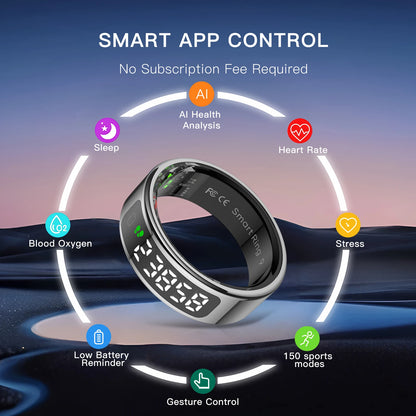 Tasbih Fitness Heart Rate Zikr Counter Display Screen Blood Oxygen Sleep Monitor  Temperature Gesture Control Touch Smart Ring