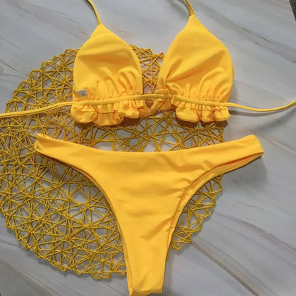 Brazilian Bikini Set - Sexy Two Piece Swimsuit With Push-Up Bandage Top