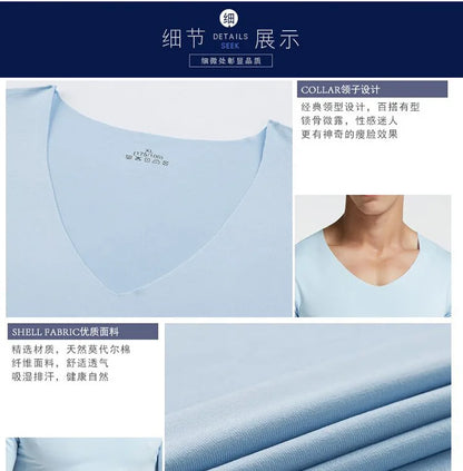 Men's Ice-Silk V-Neck T-Shirt – Seamless Breathable Sports Tee (M–5XL)