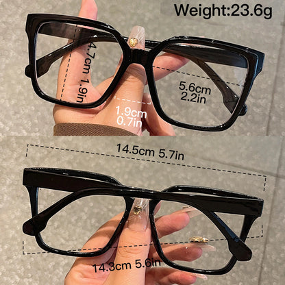 Rectangular Reading Glasses - Large Frame Plastic Eyewear with Transparent Lenses for Office Use