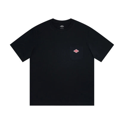 2025 Summer Men Women's Pure Cotton Embroidery T-Shirt Short Sleeve Tees Simple Solid Pocket Fashion Brand Casual Tops