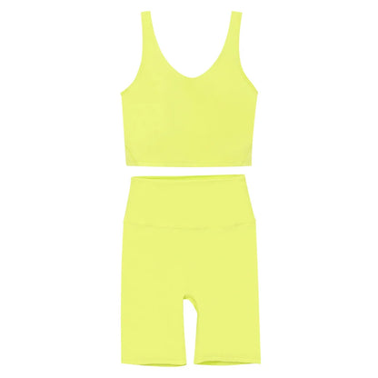 2026 Yoga Women's Bra With U-shaped Back Sets Fitness Running Summer Breathable Quick Drying Fixed Vest Five-point pants