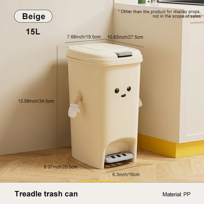 Large Capacity Foot Pedal Trash Can - 10L20L Kitchen  Dorm Room Bin