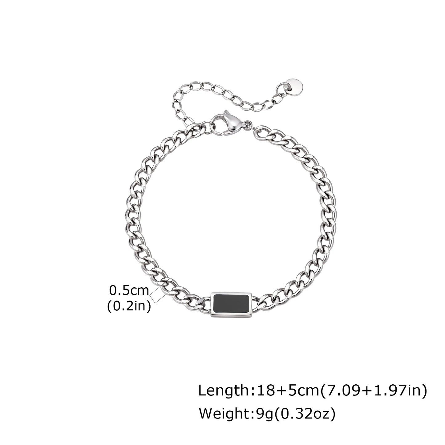 Vnox 5/7mm Width Adjustable Chain Bracelet for Men, Stainless Steel Acrylic Six-Sided Polished Jewelry Gift for Husband Son‌ Him