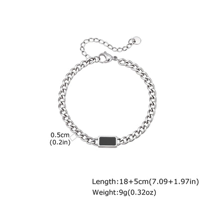 Vnox 5/7mm Width Adjustable Chain Bracelet for Men, Stainless Steel Acrylic Six-Sided Polished Jewelry Gift for Husband Son‌ Him