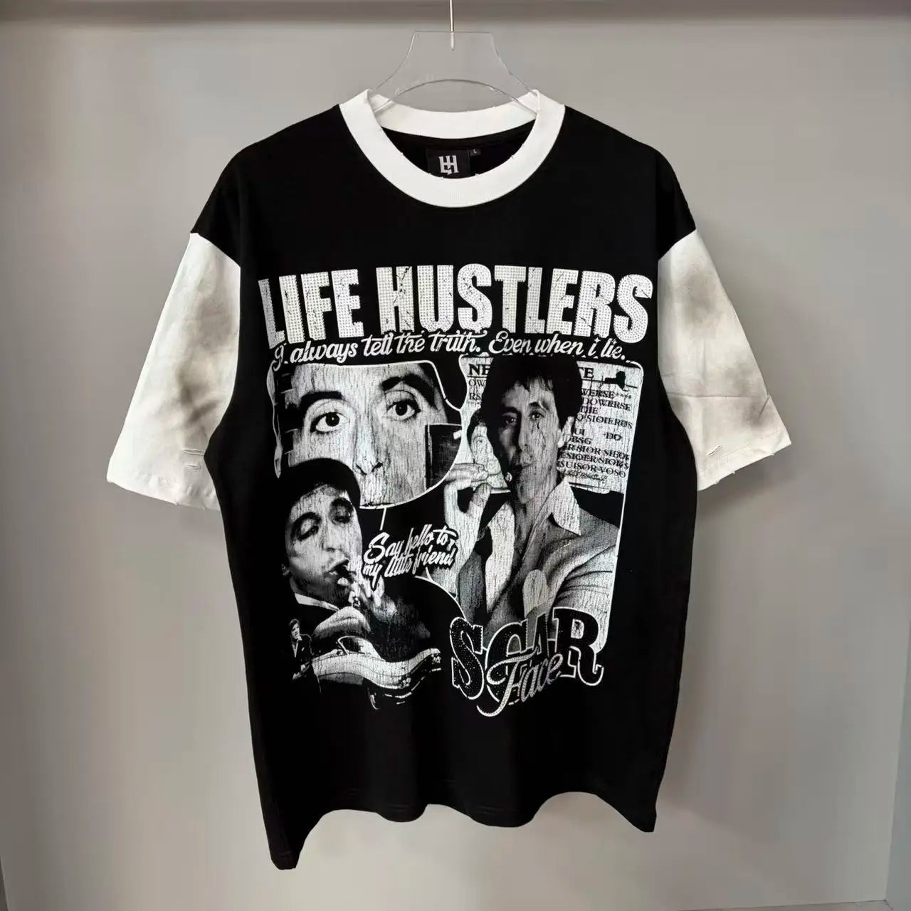 26SS Y2K High Quality American Retro Trendy Fashion Tops LIFE HUSTLERS 100% cotton large size loose Men's Women's T-Shirt