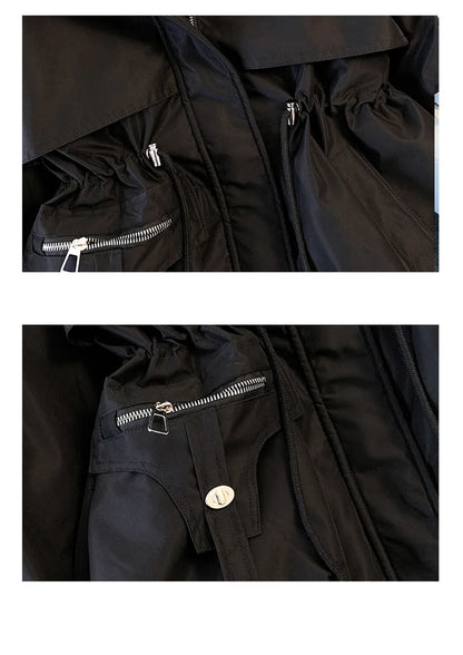 Women Winter Jacket - Fleece Lined Puffer Coat With Hooded Zipper Closure