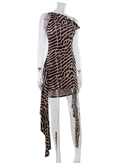 CNYISHE Prints Slash Neck Women Dresses Sleeveless Sheath Ribbon Fashion Party Outfits Sexy Club Bodycon Hip Wrap Female Robes