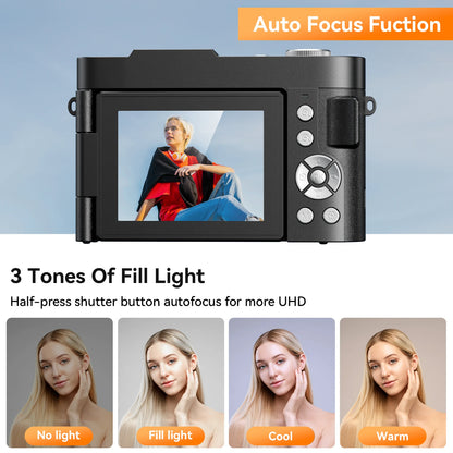 Digital Camera - 16X Optical Zoom Flip Screen Camera with 32GB Micro SD Card for Beginners