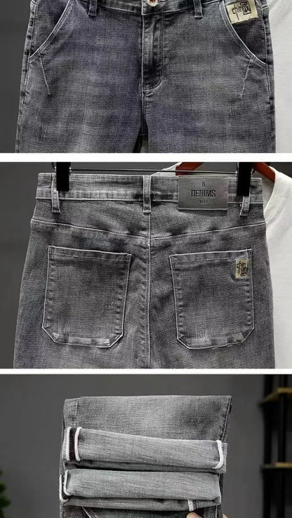 Men's Denim Shorts – Summer Embroidered Knee Length Casual Straight Fit Jeans