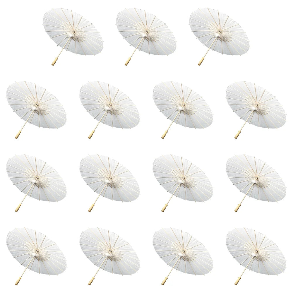 30-1PCS White Paper Parasol Umbrellas DIY Photo Cosplay Prop Bamboo Umbrella For Wedding Party Summer Beach Decor