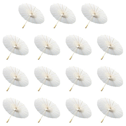 30-1PCS White Paper Parasol Umbrellas DIY Photo Cosplay Prop Bamboo Umbrella For Wedding Party Summer Beach Decor
