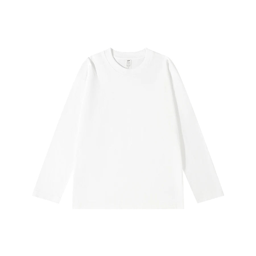 WAVLATII New Women Long Sleeve T shirts Female Blue 230 GSM Casual Oversized Tess Lady Solid Basic White Black Tops WLT2470