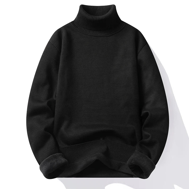 Sweatwear Mens Anti-pilling High Quality Knitted Turtleneck Sweater Slim Fit Long Sleeve Pullover Solid Color Trend Men Clothing
