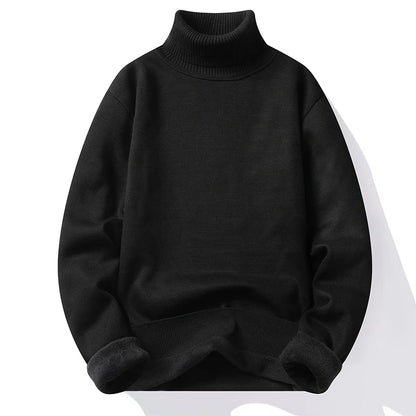 Sweatwear Mens Anti-pilling High Quality Knitted Turtleneck Sweater Slim Fit Long Sleeve Pullover Solid Color Trend Men Clothing