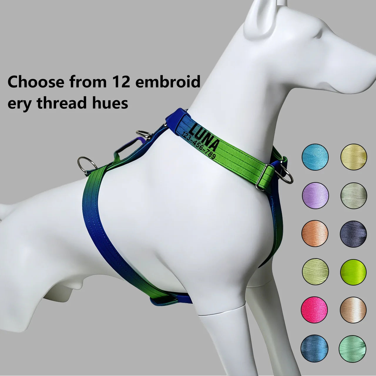 Custom Dog Harness Personalized Name Phone Gradient Knitted No Pull Adjustable Pet Vest for Small Large Dogs