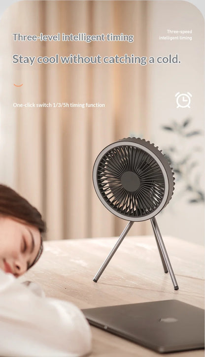 HOMEFISH Portable Rechargeable Camping Fan 4000mAh 10000mAh Wireless Ceiling Desktop Fan with Power Bank LED Light