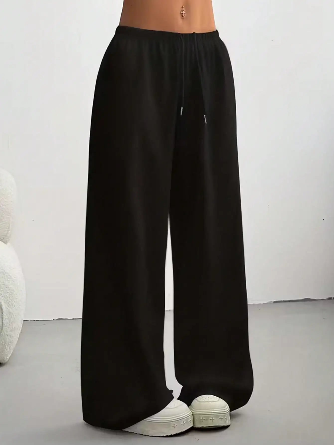 Ladies' Casual Wide Leg Jogging Pants, Drawstring Elastic Waistband, Comfortable Loose Fit, Spring/Summer/Autumn Styles