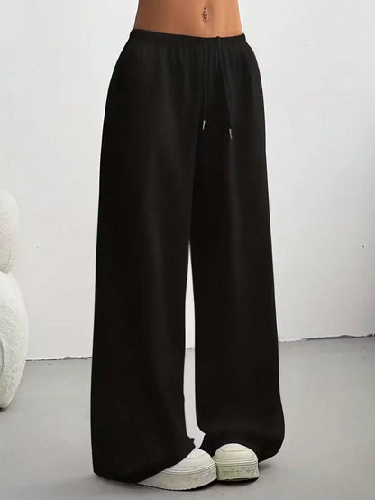 Ladies' Casual Wide Leg Jogging Pants, Drawstring Elastic Waistband, Comfortable Loose Fit, Spring/Summer/Autumn Styles