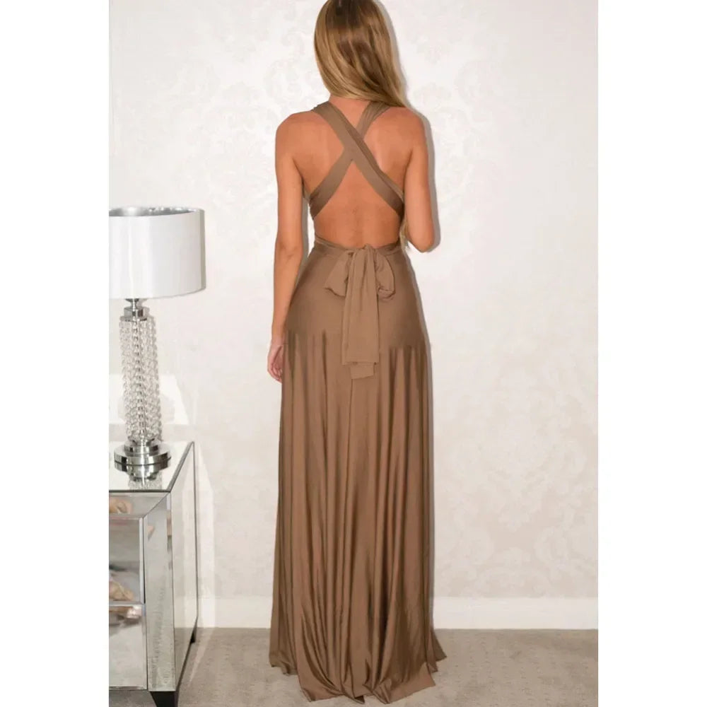 Fashion Multi-worn V-neck Vestidos De Fiesta Women Long Dress Sexy Strapped Lady Summer Maxi Dress