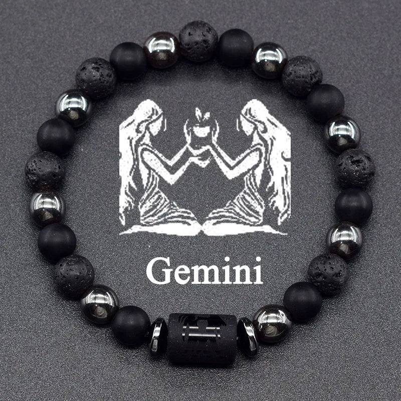 12 Zodiac Constellation Signs Bracelets for Men Women Real Natural Tiger Eye Stone Bead Bracelet Leo Taurus Charm Couple Jewelry