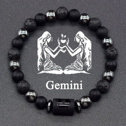 12 Zodiac Constellation Signs Bracelets for Men Women Real Natural Tiger Eye Stone Bead Bracelet Leo Taurus Charm Couple Jewelry