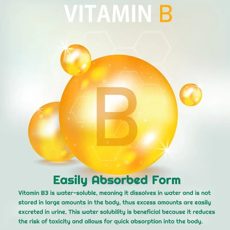 Niacinamide Vitamin B3 Capsules - Supports Skin, Brain Function and Heart Health, Boosts Energy and Improves The Immune System