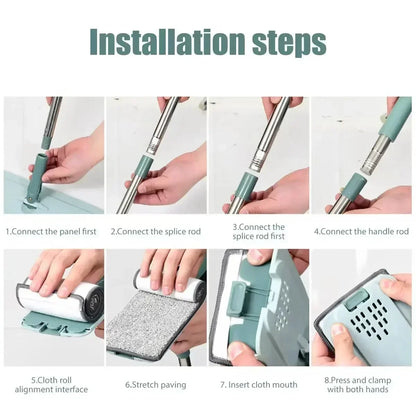 Flat Squeeze Mop with Bucket - Easy Wring Microfiber Floor Cleaner for Hardwood  Laminate