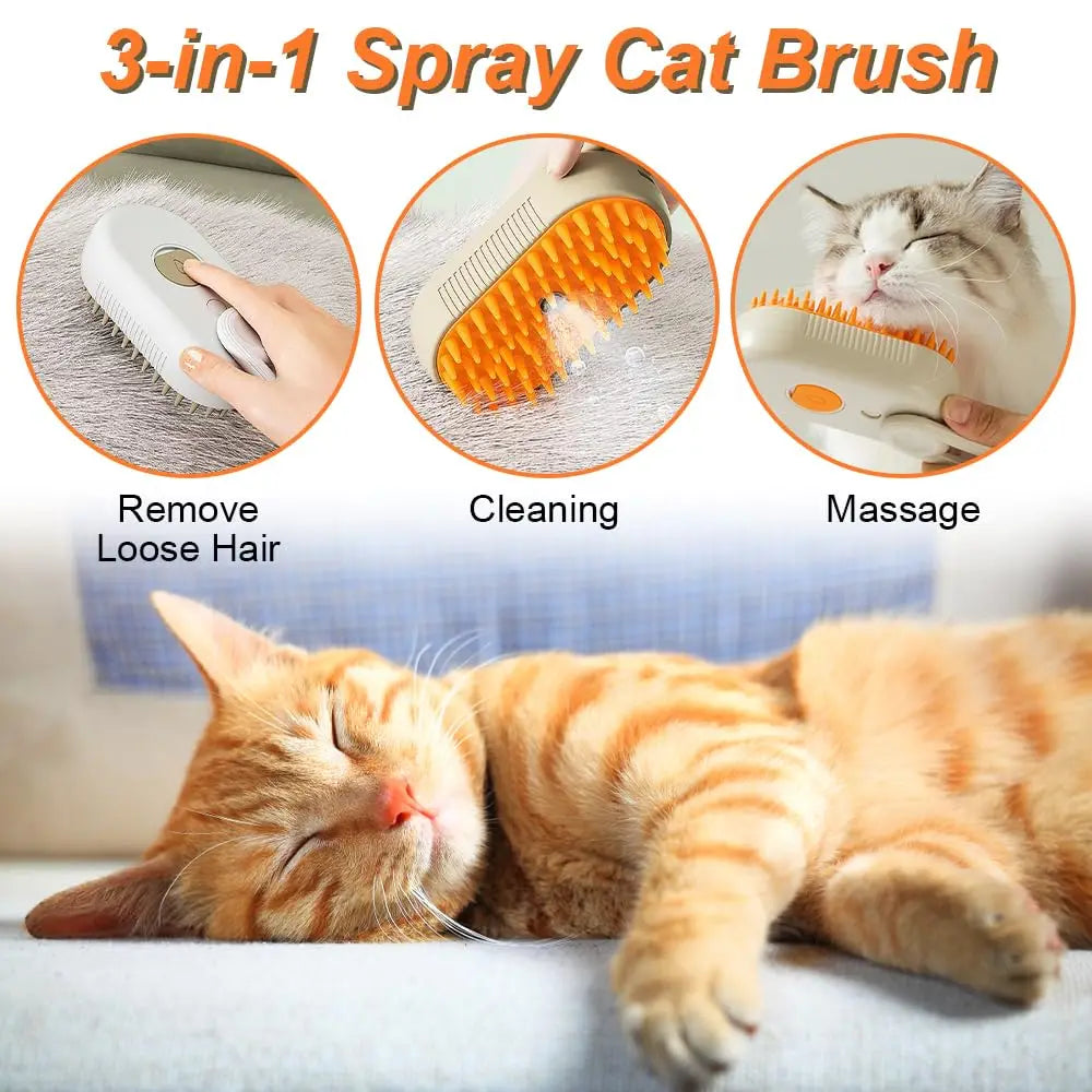 Cat Dog Pet Spray Massage Brush One Button Steam Spray Folding Rotatable Floating Hair Bath Hair Removal Brush Comb#pet cleaning tools
