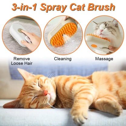 Cat Dog Pet Spray Massage Brush One Button Steam Spray Folding Rotatable Floating Hair Bath Hair Removal Brush Comb#pet cleaning tools