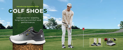 FitVille Wide Men's Golf Shoes Non-Slip Wear-Resistant Comfortable Pickleball Sports Shoes Suitable for Swollen Feet Relieve Toe