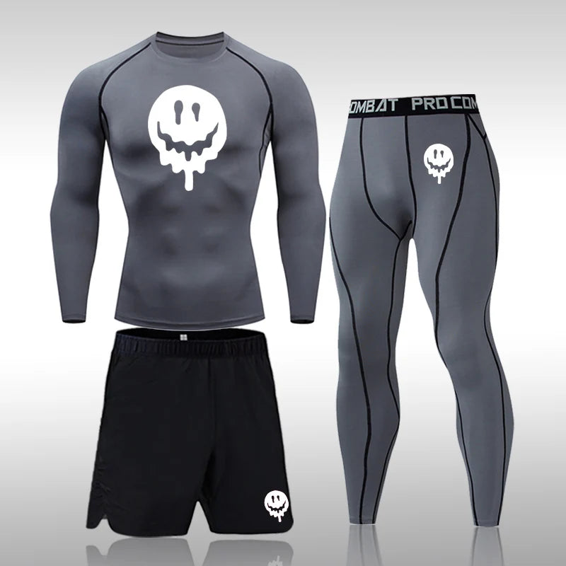 Men's Compression Running Set | Long Sleeve Running Top & Athletic Compression Gear for Fitness