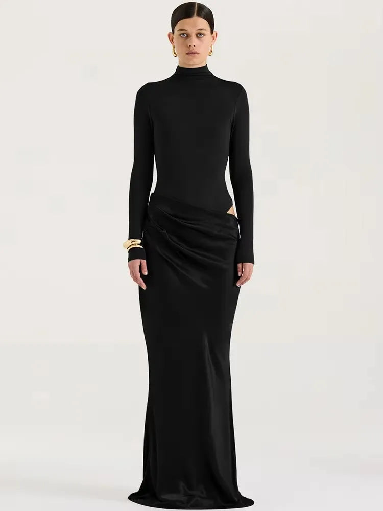 Sexy Black Maxi Dress - Women's Sleeveless High Waist Sheath Evening Gown