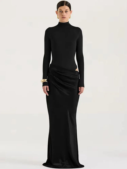 Sexy Black Maxi Dress - Women's Sleeveless High Waist Sheath Evening Gown