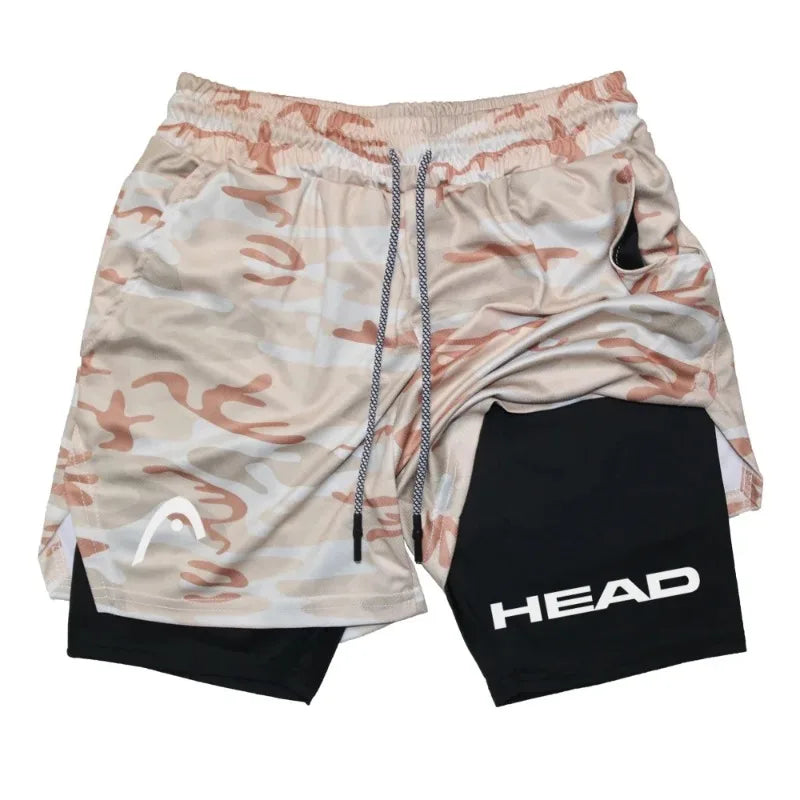 Head Running Shorts Men Fitness Gym Training 2-in-1 Fashion Versatile Sports Quick Dry Workout Jogging Double Deck Summer Short