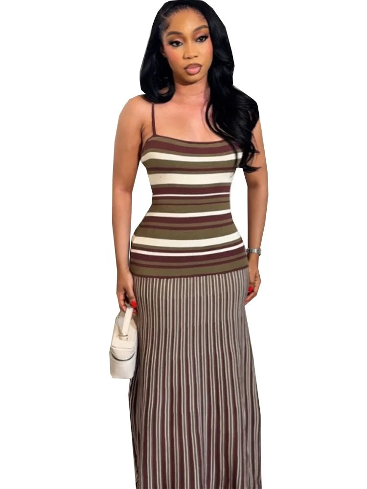 Wmstar Dresses for Women Wholesale Summer Halter Backless and Striped Design Fresh and Breezy Summer Resort Dress Drop Shopping