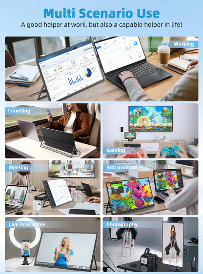18.4 Inch Portable Monitor – 4K QLED Gaming Display With USB C, HDMI, Adjustable Stand