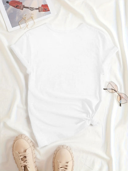 Plus Size T-Shirt - Women's Graphic Tee With Casual Short Sleeve & Soft Breathable Fabric