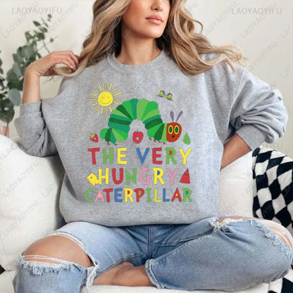 The Very Hungry Caterpillar Sweatshirt Cute Fnny Hungry Caterpillar Bookish Pullovers Man Women Retro Trend Cool Street Hoodies