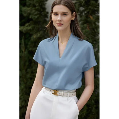 Women's V-Neck T-Shirt – Minimalist Stretch Solid Tee