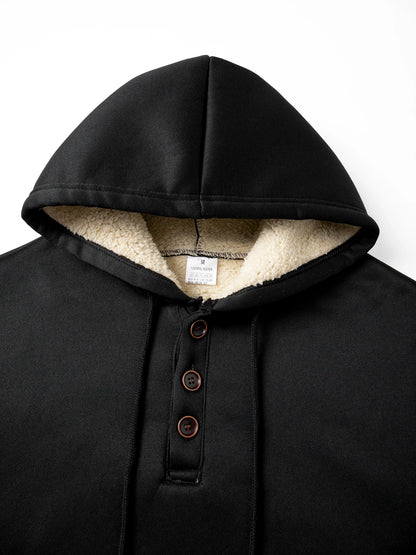 Men's Winter Hoodie - Thick Fleece Sweatshirt With Adjustable Drawstring Hood